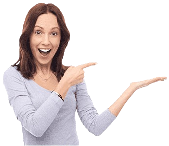 a girl pointing at her right, heels brand